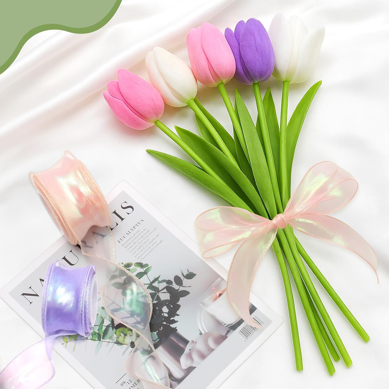 1-1/2'' Transparent Iridescent Dreamy Tulle Ribbons for Crafts Wedding Christmas Bouquet Crafts Decor